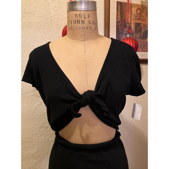 Abound Short Sleeve Cutout Tie Front Mini Dress Black NWT Size XL - Picture 4 of 8